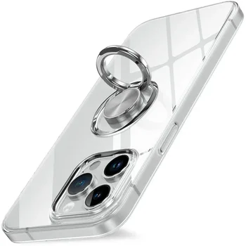 Прозрачный Магнитный Чехол для iPhone 14 13 12 11 15 Pro Max Plus Mini X XS XR 6 6s 7 8 Plus SE2 SE3 Прозрачная Крышка-Держатель для Колец