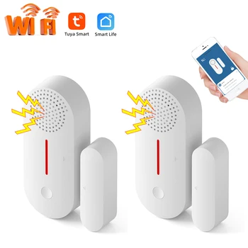 Tuya WiFi Датчик Открытия Двери Детектор Открывания двери Звуковая сигнализация Своевременное Включение / выключение системы безопасности Умного дома Приложение Smart Life