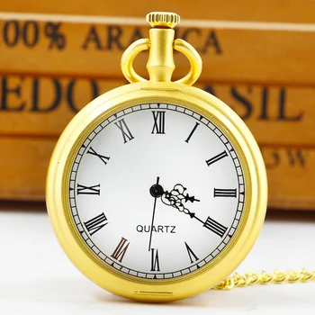 Минимализм Маленькие кварцевые карманные часы без покрытия Roma Янтарно-Белый циферблат Карманные часы Для мужчин и женщин Подарок reloj de bolsillo