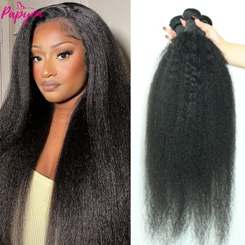 Пучки прямых перуанских волос, плетение из необработанных человеческих волос Для наращивания Virgin Remy Yaki для женщин 30-32 дюйма