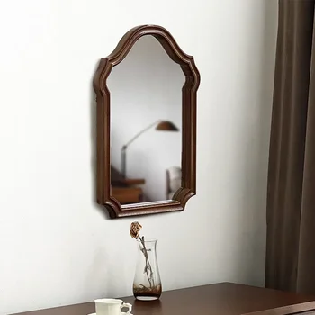 Французское винтажное зеркало, зеркало для макияжа в спальне из массива дерева, настенное, рамка для фотографий, декоративная ванная комната, туалетный столик б/у mi