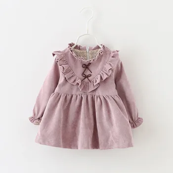 Корейское осеннее Детское платье с длинным рукавом, хлопковое новое Детское платье, Детские праздничные платья для маленьких девочек, платья для новорожденных 0-3 лет