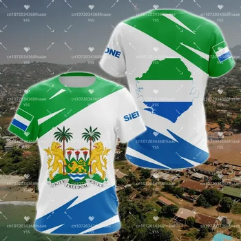 2023 Мужская футболка Africa Zone Apparel, Новая Повседневная Свободная Толстовка С Принтом в Уличном стиле, Футболки с Активным Флагом Сьерра-Леоне, Топы