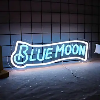 Неоновые вывески Blue Moon для декора стен бара, паба, ресторана, Рождественского подарка на День рождения, светодиодной настенной декоративной световой вывески Crs