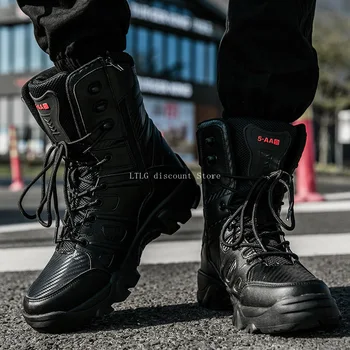 Зимние мужские военные тактические ботинки, черные походные ботинки, мужские ботинки в стиле дезерты, походная обувь, армейские ботинки, зимние мужские ботинки