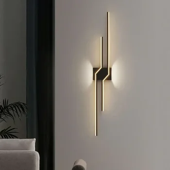 Современный настенный светильник со светодиодной черно-белой подсветкой для гостиной, прикроватной тумбочки для спальни, внутреннего освещения, настенного бра