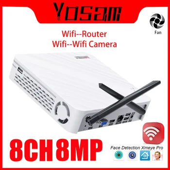 Мини-Wifi NVR для камеры icsee WiFi, поддержка Wi-Fi к маршрутизатору, интеллектуальное обнаружение движения для 8-канальной 3-мегапиксельной 4-мегапиксельной 5-мегапиксельной IP-камеры, распознавание лиц