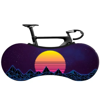 Размерная печать Sunset, крышка колеса велосипеда, Переносная Эластичная Защита колеса дорожного велосипеда, Пылезащитный чехол, Чехол для велосипеда 26 