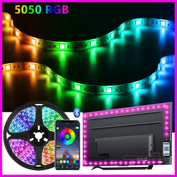 Светодиодная лента RGB 5050 Bluetooth App Control USB 5V Светодиодная лента Водонепроницаемая Гибкая лента Диодная лента Подсветка экрана ТЕЛЕВИЗОРА на рабочем столе