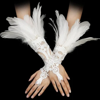 Перчатки с готической вышивкой, женские длинные перчатки на Хэллоуин, Крючок, кружевные Перчатки из перьев, Варежки, Сетчатый рукав, аксессуар для вечеринки и сцены.