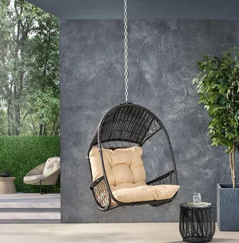 Плетеный подвесной стул для улицы/помещения с 8-футовой цепью (без подставки), коричнево-коричневый