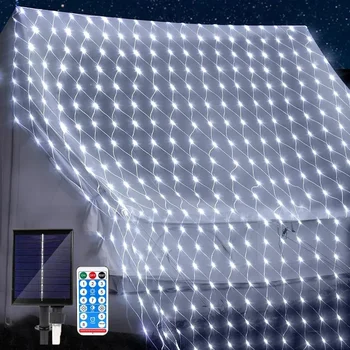 Thrisdar 3X2M Solar Net Lights 200 LED Christmas Outdoor Mesh Light, Водонепроницаемый Сказочный Струнный Сетчатый Светильник Solar Tree Bush Light