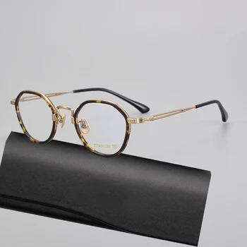 Оправа для оптических очков ручной работы из титана для мужчин, винтажные очки с неправильным многоугольником, рецептурные очки для женщин, ретро Очки для близорукости