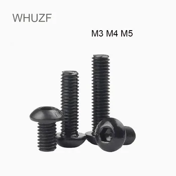 WHUZF ISO7380 M2 M2.5 M3 M4 M5 M6 Круглые Черные Винты с шестигранной головкой марки 10,9 С шестигранной головкой для Торцевой кнопки с Шестигранной головкой Мебельного болта