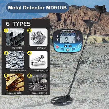 MD910B Профессиональный металлоискатель золота Высокопроизводительный Подземный охотник за сокровищами 2,5-метровый поисковый ЖК-дисплей Супер стабильный