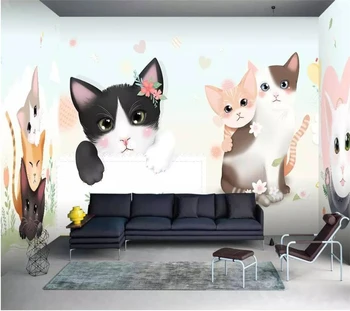 wellyu papel de parede Обои на заказ Обои с милыми животными котенок стена дома обои на заказ duvar kagitlari behang