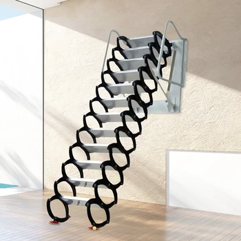 Черная 12-ступенчатая настенная складная лестница, лестница на чердак, 9,85 футов, домашняя настенная складная лестница, лестница на чердак, чердак с подлокотниками