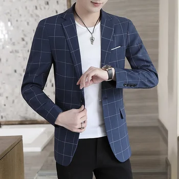 Высококачественный блейзер, мужской деловой повседневный пиджак в британском стиле, простой и элегантный модный джентльмен для интервью, тонкий пиджак