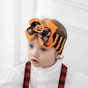 Детская повязка на голову, шляпа ведьмы в виде тыквы, различные элементы Хэллоуина, повязки на голову для новорожденных девочек, мягкие эластичные детские аксессуары для волос