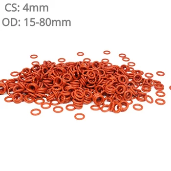 Красное силиконовое уплотнительное кольцо, красное уплотнительное водонепроницаемое кольцо CS: 4 мм OD: 15-80 мм