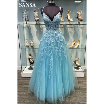 Бальное платье С Кружевной Вышивкой Sansa, Выпускное платье С вырезом в форме Сердца, vestidos de fiesta, Без Рукавов на бретельках