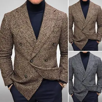 Стильный Мужской повседневный блейзер, осень-зима, однотонный, стирающийся, Толстый пиджак в Британском стиле, пиджак для мужчин, пиджак для мужчин