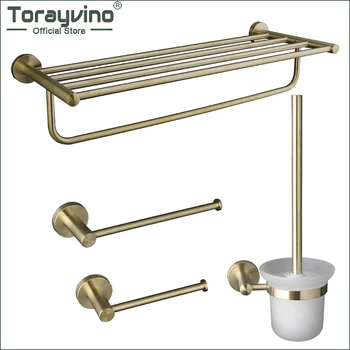 Набор аксессуаров для ванной Torayvino из матового золота, фурнитура для ванной из нержавеющей стали, Настенная ванна, щетка для унитаза и вешалка для полотенец