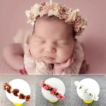 Очаровательная цветочная лента для волос, реквизит для фотосъемки новорожденных, повязка на голову, эластичные ленты для волос