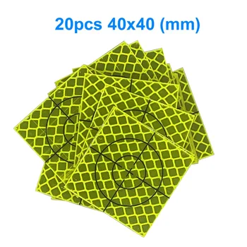 20шт Отражающий лист 40 x 40 мм (40x40) Светоотражающая лента-мишень для тахеометра Самоклеящаяся серебристая или желто-зеленая
