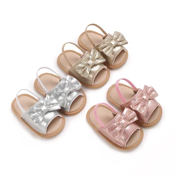 Повседневные сандалии принцессы для маленьких девочек с бантом, классическая многоцветная обувь для первых прогулок в стиле ретро