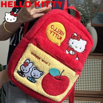 Sanrio Hello Kitty Милый Рюкзак Kawaii В Японском Стиле Плюшевая Сумка Школьный Ранец Для Женщин Девочек Мультяшные Сумки Модный Подарок 2024 Школьная Сумка