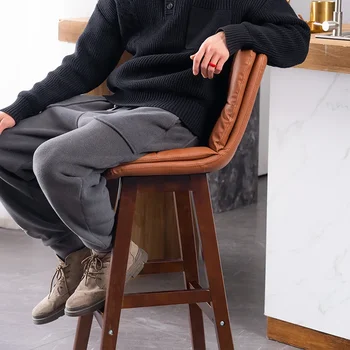 Q54 барный стул из массива дерева высокая скамеечка для ног легкий роскошный дизайн современный минималистичный домашний кассовый аппарат передний подъем спинки перекладины