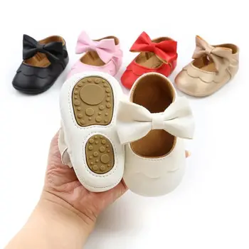 Кожаная обувь для младенцев Для девочек, украшение для прогулок, Противоскользящий выдалбленный подол с рюшами, Подарок на день рождения, Кроссовки 2024