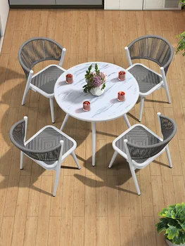 Изделие может быть изготовлено по индивидуальному заказу.Садовый стол и стул Purple Leaf в сочетании с уличной мебелью Room Homestay Courtyard